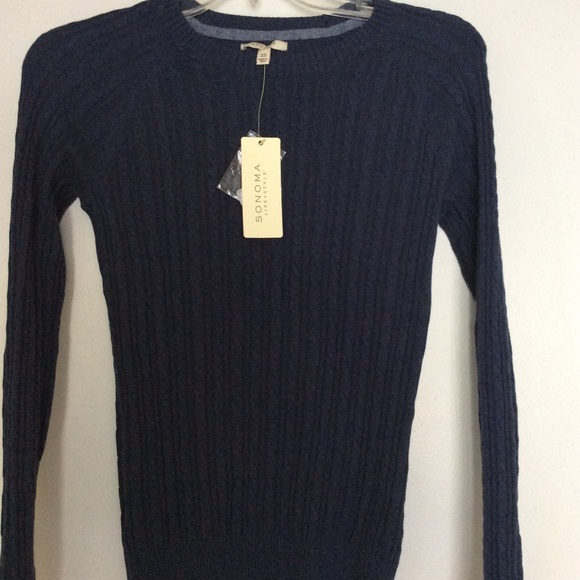 NWT Sonoma cotton cable knit crewneck sweater XS